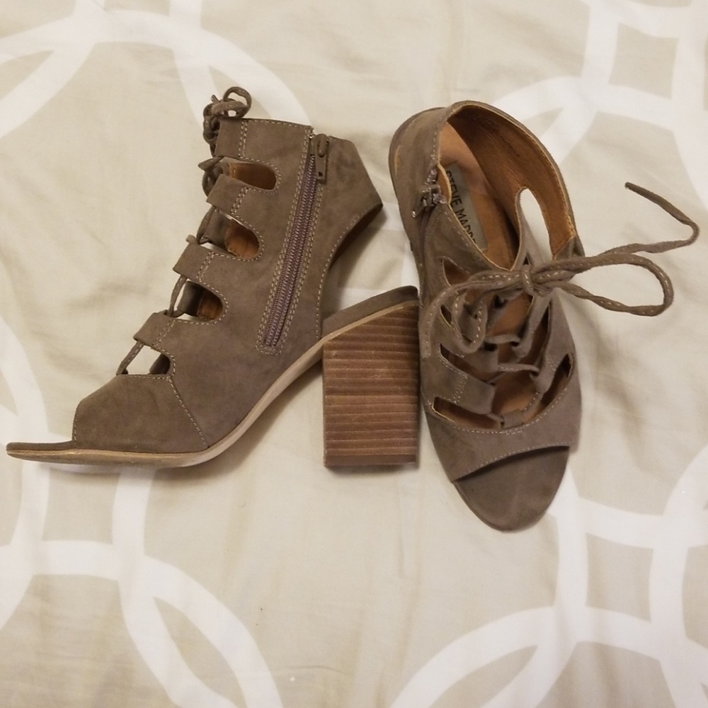 Steve madden lace up square wedge boot